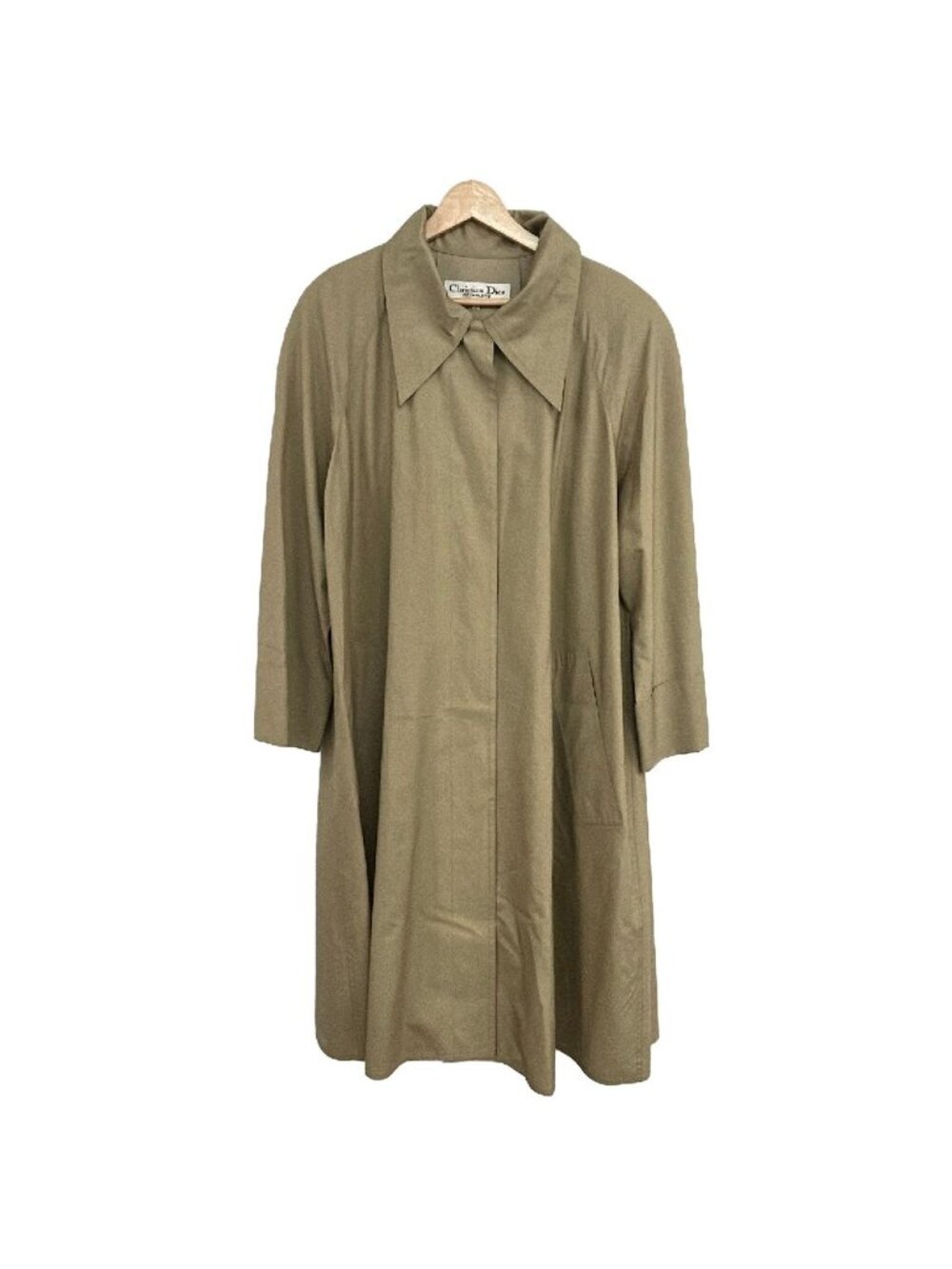 Dior Coat Khaki Long Sleeve Silk Shoulder Pad S